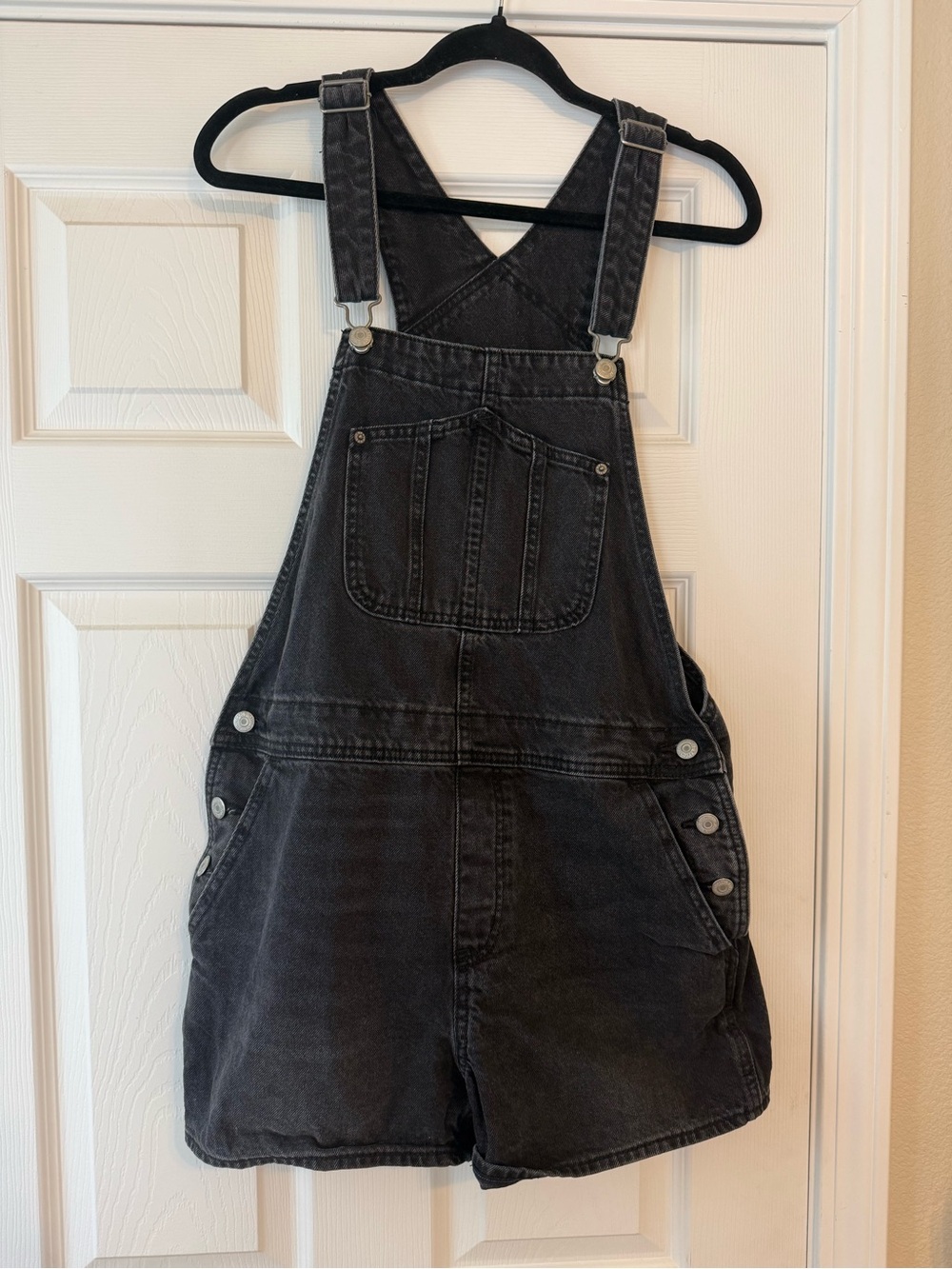 Old Navy Black Denim Short Overalls